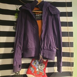 PURPLE SUPERDRY WINDBOMBER JACKET